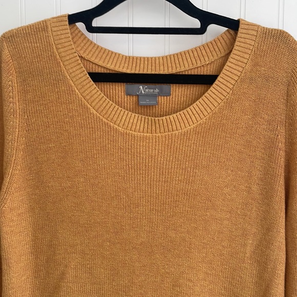 NATURAL‎ REFLECTIONS women’s oversized tunic crew neck mustard yellow sweater M - Picture 2 of 16